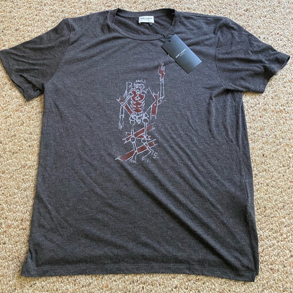Saint Laurent t shirt j chine fluide imp squelette